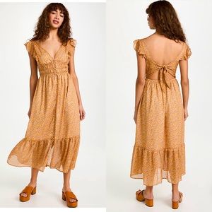 ASTR the label - golden floral maxi dress with cutout back - Size Small